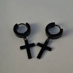 Black Cross Wide Hoop Earrings
